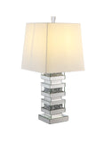 30" Clear Glass Table Lamp With White Empire Shade