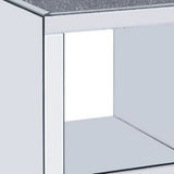 24" Silver And Gray Glass And Mirrored Square End Table With Shelf