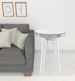 24" Silver Glass Round Mirrored End Table