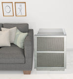 24" Silver And Clear Glass And Stone Square End Table