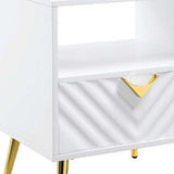22" White Manufactured Wood And Metal Rectangular End Table With Drawer And Shelf