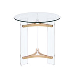 24" Gold And Clear Glass And Metal Round End Table