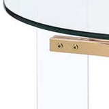 24" Gold And Clear Glass And Metal Round End Table