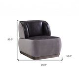 34" Azure Blue Velvet And Brown Solid Color Wingback Chair