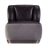 29" Antique Slate Gray Velvet And Brown Solid Color Slipper Chair