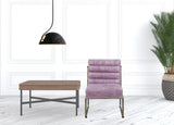 22" Top Grain Leather And Steel Ikat Side Chair