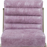 22" Top Grain Leather And Steel Ikat Side Chair