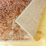 5' X 8' Orange Medallion Stain Resistant Area Rug