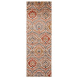 8' Ivory Orange And Gray Floral Stain Resistant Runner Rug