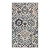 4' X 6' Ivory Blue And Gray Floral Stain Resistant Area Rug
