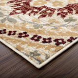 5' X 8' Camel Gray And Rust Floral Stain Resistant Area Rug