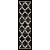 8' Black Geometric Stain Resistant Runner Rug