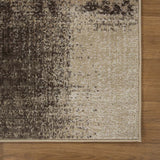 4' X 6' Beige Gray And Black Damask Distressed Stain Resistant Area Rug