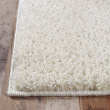 8' Ivory Shag Stain Resistant Runner Rug