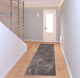 8' Taupe Tufted Handmade Stain Resistant Runner Rug