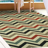 5' X 8' Stone Chevron Stain Resistant Indoor Outdoor Area Rug