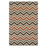 8' X 10' Stone Chevron Power Loom Stain Resistant Area Rug With Fringe