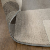 8' Round Grey-Brown Round Patchwork Power Loom Stain Resistant Area Rug