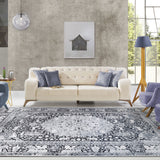 5' X 7' Brown Medallion Stain Resistant Area Rug