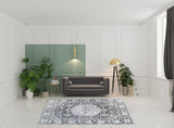 7' X 9' Charcoal Medallion Stain Resistant Area Rug