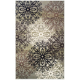 4' X 6' Blue And Gray Medallion Power Loom Stain Resistant Area Rug