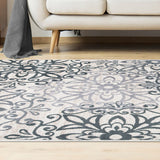 4' X 6' Oatmeal And Gray Medallion Power Loom Stain Resistant Area Rug