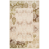 8' X 10' Beige Damask Power Loom Distressed Stain Resistant Area Rug