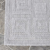 6' X 9' Grey Geometric Stain Resistant Non Skid Indoor Outdoor Area Rug