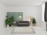 7' X 9' Cream Geometric Stain Resistant Non Skid Indoor Outdoor Area Rug