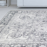 5' X 8' Charcoal Medallion Power Loom Stain Resistant Area Rug