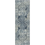 8' Taupe Abstract Power Loom Distressed Stain Resistant Runner Rug