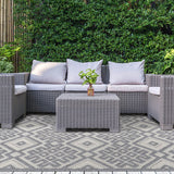 5' X 7' Slate Geometric Stain Resistant Non Skid Indoor Outdoor Area Rug