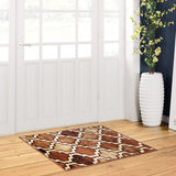2' X 3' Brown Quatrefoil Power Loom Distressed Stain Resistant Area Rug