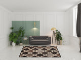 7' X 9' Chocolate Quatrefoil Power Loom Distressed Stain Resistant Area Rug