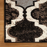 7' X 9' Chocolate Quatrefoil Power Loom Distressed Stain Resistant Area Rug