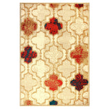 8' X 10' Beige Quatrefoil Power Loom Distressed Stain Resistant Area Rug