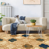 8' X 10' Chocolate Quatrefoil Power Loom Distressed Stain Resistant Area Rug