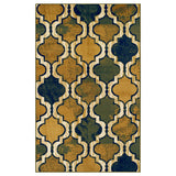 8' X 10' Green Quatrefoil Power Loom Distressed Stain Resistant Area Rug
