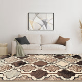 8' X 10' Ivory Quatrefoil Power Loom Distressed Stain Resistant Area Rug