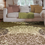 2' X 3' Greens And Browns Floral Power Loom Non Skid Area Rug