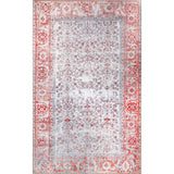 8' X 10' Berry Red Oriental Power Loom Stain Resistant Area Rug