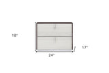 22" Beige Two Drawer Oval Nightstand