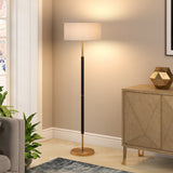 18" Brown Oak and Gray Two Drawer Nightstand