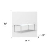 18" Beige And Black Glass And Faux Leather Square End Table
