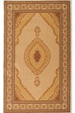 7' X 10' Cream Gold Oriental Power Loom Stain Resistant Area Rug