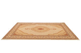 7' X 10' Cream Gold Oriental Power Loom Stain Resistant Area Rug