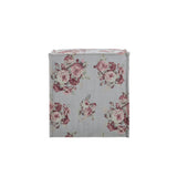 18" Pink Linen Floral Ottoman