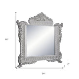 69" Antique White Finish Irregular Framed Dresser Mirror