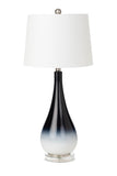 Set Of Two 31" Black And White Glass Table Lamps With White Empire Shade