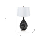 28" Gray And Silver Glass Table Lamp With White Empire Shade